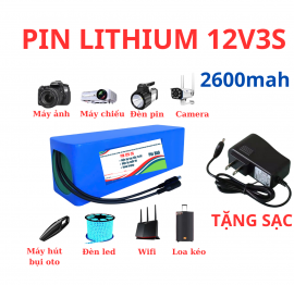 Pin Lithium 12V3S dung lượng 2600mah tặng kèm sạc