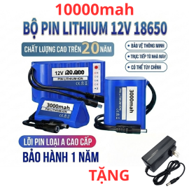 Tặng kèm sạc Pin lithium 12V 3S dung lượng 10.000mah( 10Ah)