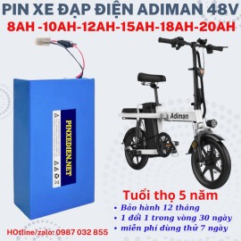 Pin xe đạp điện Adiman M1 48V 8Ah-10Ah-12Ah-15Ah-18Ah-20Ah